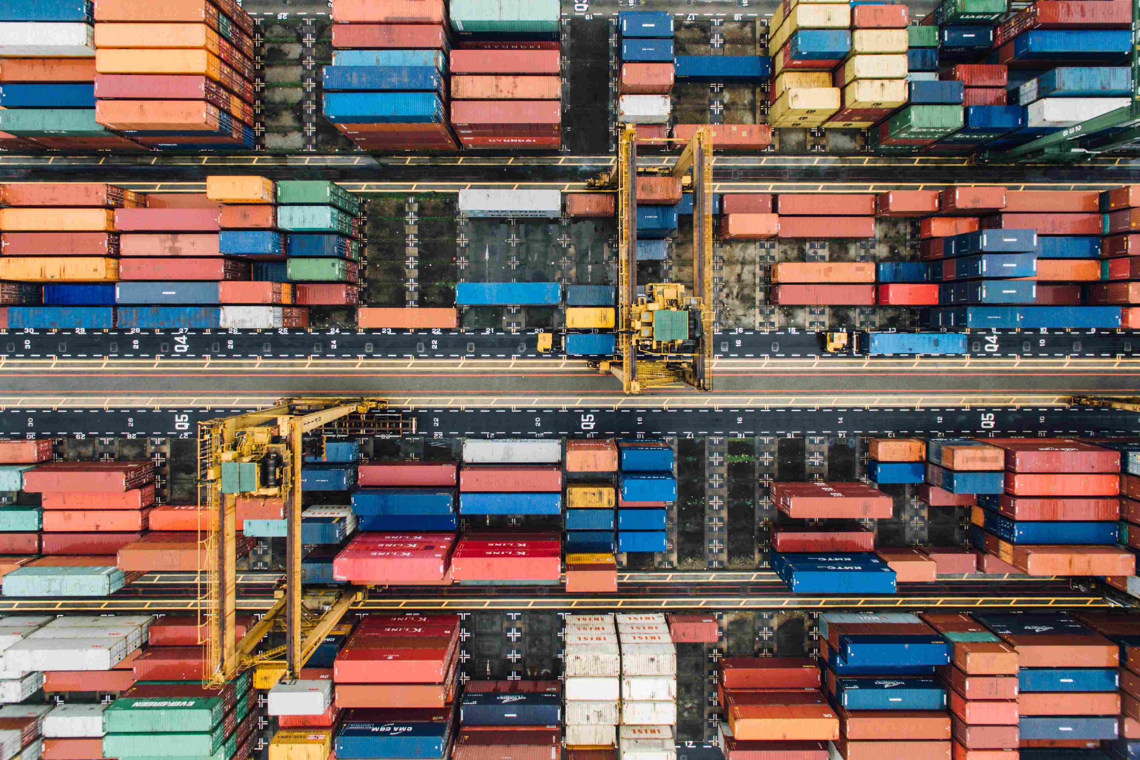 Container terminal viewed from above